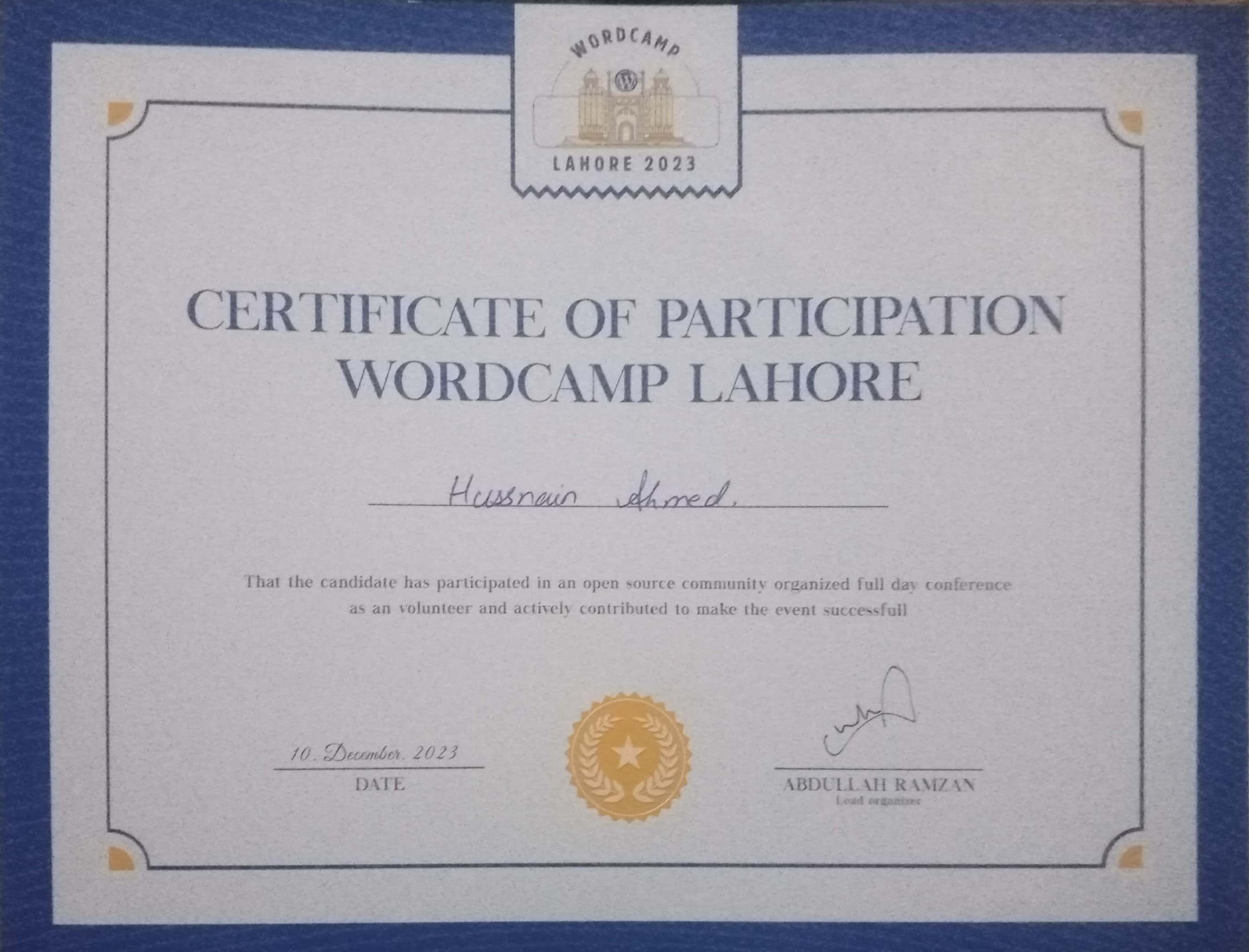 Participation Certificate